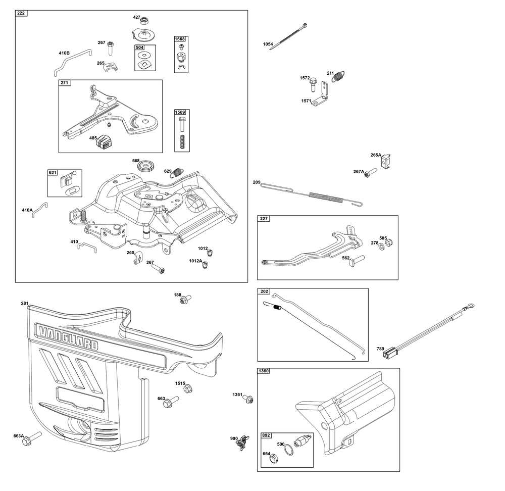 Controls Group Diagram and Parts List for 25V337-0014-F1 200000 - 399999 Briggs and Stratton Engine